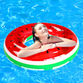 Miniatyrbild 3 av 5: Uppblåsbar badring med sommarfruktsmålning, poolleksaker för simning