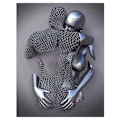 Miniatyrbild 1 av 4: 3D-effekt väggkonst abstrakt metallsculptur modern canvasmålning