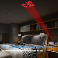 Miniatyrbild 3 av 5: Digital projektionsväckarklocka för sovrum LED-väckarklocka för sovrum med USB-laddningsport, 12/24H, DST, snooze, spegel LED högljudd väckarklocka (svart)