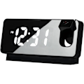 Miniatyrbild 1 av 5: Digital projektionsväckarklocka för sovrum LED-väckarklocka för sovrum med USB-laddningsport, 12/24H, DST, snooze, spegel LED högljudd väckarklocka (svart)