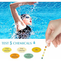 Miniatyrbild 3 av 5: Pool- och spatest-remsor, 5 i 1 vattenkvalitetstest på klor/F