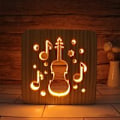 Miniatyrbild 1 av 3: Gitarr LED nattlampa i massivt trä, låg energiförbrukning, knappströmbrytare S
