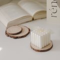 Miniatyrbild 4 av 5: 4 st Hem Rund Ljusbricka Trä Enkel Ljusstake 7-9cm