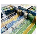 Miniatyrbild 2 av 5: Papper Tejp Set 12 Rullar, Grönt Blad Gul Blomma Gul Maskeringstejp