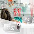 Miniatyrbild 4 av 5: Digital projektionsväckarklocka för sovrum LED-väckarklocka för sovrum med USB-laddningsport, 12/24H, DST, snooze, spegel LED högljudd väckarklocka (svart)