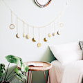 Miniatyrbild 3 av 4: Månefas väggdekoration guld mångarland dekor boho heminredning glänsande