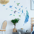 Miniatyrbild 2 av 5: Blå Fjäder Väggdekaler Kolibri Väggdekaler för Vardagsrum Sovrum