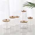 Miniatyrbild 2 av 5: Förvaringsbox för bomullspinnar och tandpetare, bambulock bomullspinnar, transparent bomullspinnar tandpetare