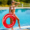 Miniatyrbild 4 av 5: Uppblåsbar badring med sommarfruktsmålning, poolleksaker för simning