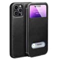 iPhone 16 Pro Max - Tidlöst Skalskydd i Läder & TPU Svart