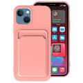 iPhone 14 Plus - Smart & Stilsäkert Skal med Korthållare Rosa