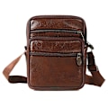 Pikkukuva 5 / 11: Stilren och Hållbar Crossbody Väska i Äkta Läder - Perfekt för Vardag och Resa Kaffe