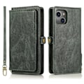 Pikkukuva 4 / 11: iPhone 15 Plus - Lyxigt Plånboksskal i Läder med Korthållare Röd