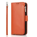 Elegant plånboksfodral i mikrofiberläder med dragkedja - iPhone 15 Pro Brun