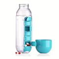 Miniatyrbild 7 av 11: 2-i-1 600ml Vattenflaska med 7-facks Medicinbox Svart