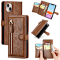 Pikkukuva 1 / 11: iPhone 13 - Lyxigt Wallet Case med Kort- & Myntfack Mörkbrun