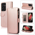 Pikkukuva 1 / 11: Samsung Galaxy S21 Ultra - Stilsäkert Smidigt Plånboksfodral Roséguld