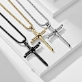 Miniatyrbillede 5 af 10: Meningsfullt Kors Halsband i Rostfritt Stål Silver