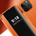 iPhone 12/12 Pro  Smart Läderfodral med Fönster & SIM-förvaring Orange