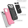 Miniatyrbilde 10 av 11: iPhone 14 Wallet Case - Funktionalitet och Militärklassat Skydd i Ett Rosa