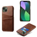 iPhone 15 Plus - Slankt PU-lædercover med 2-kortslommer Brun
