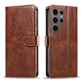 Miniatyrbillede 1 af 11: S24 Ultra - Elegant Läderplånboksfodral i 6 färger Brown