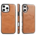 iPhone 16 - Elegant Leman skydd med kortfack Ljusbrun