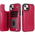 Miniatyrbild 5 av 11: Iphone 15 - Läder Fodral med 3-kortfack Rosa guld