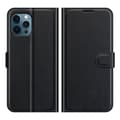 iPhone 12 Pro Max - Elegant Genomtänkt Plånboksfodral Svart