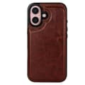iPhone 16 Stilrent Skal med Kortfack Brun