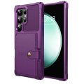 Pikkukuva 7 / 11: Elegant Plånboksfodral Läder med Fäste för Samsung Galaxy S24 Ultra Marinblå