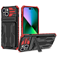 Miniatyrbilde 1 av 11: iPhone 15 Flip Cover Wallet Case - Perfekt Skydd med Inbyggt Ställ Röd