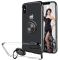 Miniatyrbilde 3 av 11: iPhone X/XS - FLOVEME Stilrent Skal med Ringhållare Svart Svart