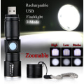 Miniatyrbillede 2 af 7: USB UPPLADDNINGSBAR MINI CREE Q5  ficklampa  2000 Lumens Svart