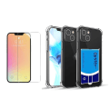 Miniatyrbilde 1 av 11: iPhone 14 - 1 Set Skal med Korthållare och Skärmskydd Genomskinlig