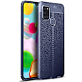Miniatyrbild 1 av 9: Samsung Galaxy A21S - Stilsäkert Litchi-Design Skal Mörkblå