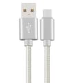 200cm USB-C/Type-C Snabbladdningskabel Från Leman (SLITSTARK) Silver