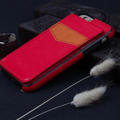 iPhone 6/6S Läderskal med plånbok/Kortfack Röd