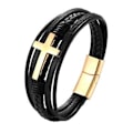 Miniatyrbillede 6 af 8: Stilrent Hög Kvalitets PU-Läder Kors Armband Guld 19CM