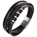 Miniatyrbild 2 av 10: Stilsäkert Högkvalitet Slittåligt Väven Läder Armband Brun-Svart 21CM
