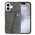 iPhone 17 Exklusivt Skyddsskal med Kortfack  Retro Design & PU-Läder Grå