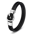 Miniatyrbillede 3 af 6: Stilsäkert Äkta Läder Rostfritt Stål Armband TYPE-A