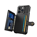 Miniatyrbild 11 av 11: Elegant plånboksfodral i lyxigt PU-läder för iPhone 15 Pro Svart