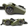 Miniatyrbillede 1 af 8: Praktiskt 3 i 1 Överlevnads Visselpipa, Kompass, Termometer Mörkgrön