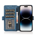 Miniatyrbild 1 av 11: iPhone 15 Plus - Elegant Flip Wallet Skinnfodral Marinblå
