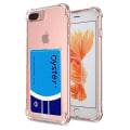 Pikkukuva 1 / 8: iPhone 7 Plus - Stötdämpande Silikonskal med Korthållare FLOVEME Transparent/Genomskinlig