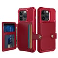 Elegant plånboksfodral i lyxigt PU-läder för iPhone 15 Pro Röd