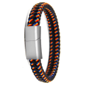 Miniatyrbillede 1 af 7: Exklusivt Slittåligt Flerfärgat Flätat Armband Orange-Blå