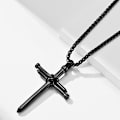Pikkukuva 6 / 10: Meningsfullt Kors Halsband i Rostfritt Stål Svart