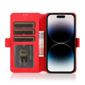 Miniatyrbillede 1 af 11: iPhone 15 Plus - Elegant Flip Wallet Skinnfodral Red